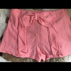 Coral/peach dressy bow shorts
